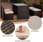 5 Piece Pe Rattan Furniture Dining Tables And Chairs Aluminum Waterproof Outside