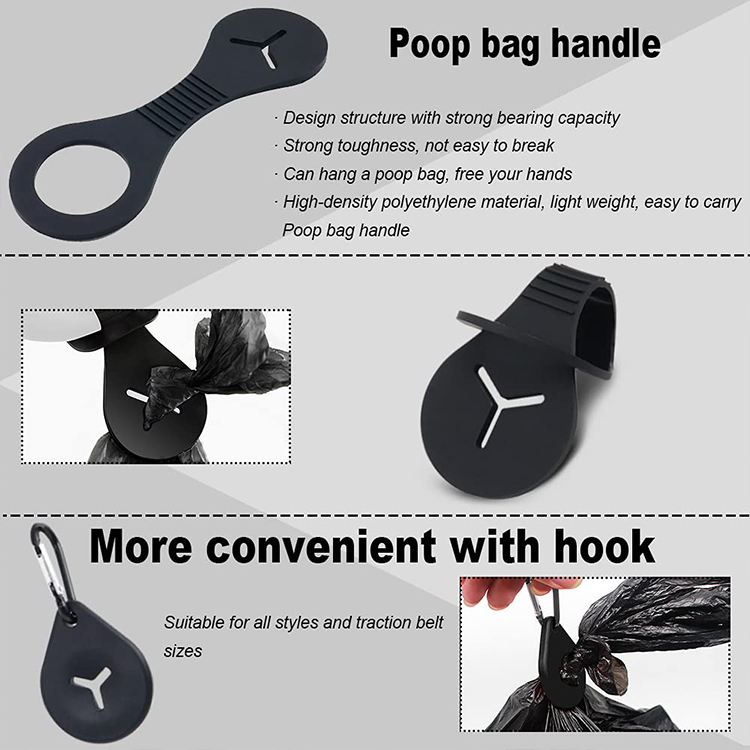 Pet Leash Waste Carrier Holder Dispenser with Hook Dog Poop Bag Lightweight Hand-Free Walking Garbage Bag Carrier Pet Supplies