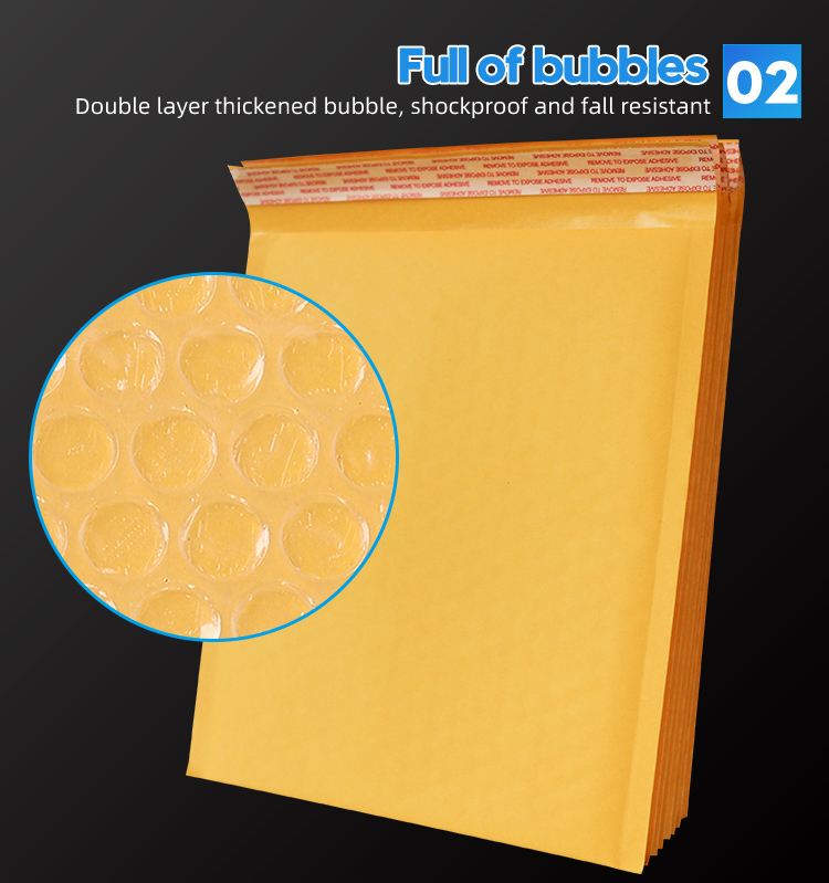 Bubble Padded Envelope Mailing Bag Kraft Paper Self-adhesive Envelope Custom Size Accepted Accept Customized Logo Printing YR005