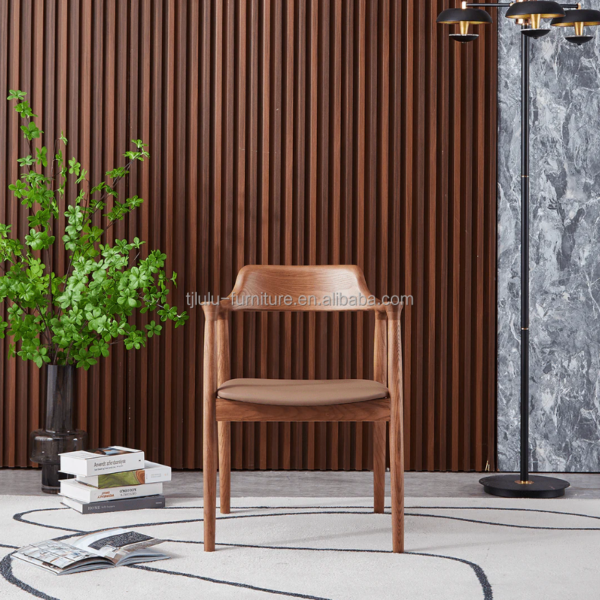 Restaurant Hotel Furniture Solid Wood Dining Chair with Upholstered Seat and Nordic Modern Style