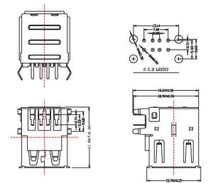 China LPUSB2201 Double-deck USB AF 90 Degree DIP factory