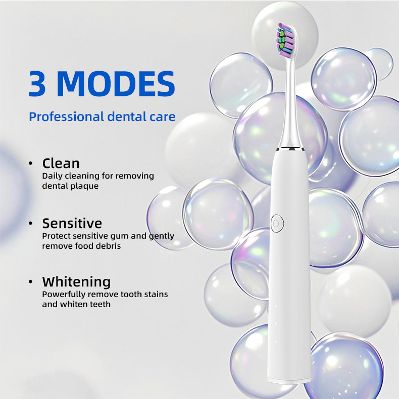 OEM ODM Portable IPX7 Rechargeable Powered Vibrating Sonic Electric Toothbrush for Adults