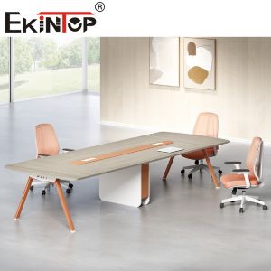 Modern Custom Wood Conference Table Include Integrated Audiovisual Systems