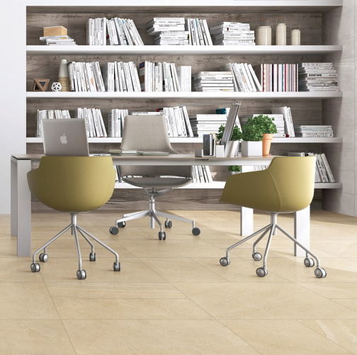 Beige Porcelain Stoneware Tile / Living Room Ceramic Matt Beige Wall Tiles Sizes 600*600