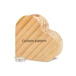 Customizable Sublimation Blank Ambient Wood Candle Holder Heart Shaped