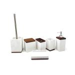 Square Vertical Stripe Bathroom Accessories White sand with wood parts