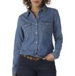 Fashion Women′s Denim Shirt Long Sleeve Button with Pocket Shirt