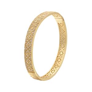 China Zircon 18k Gold Plated Bangles Custom Name Gold Plated Initial Bracelet factory