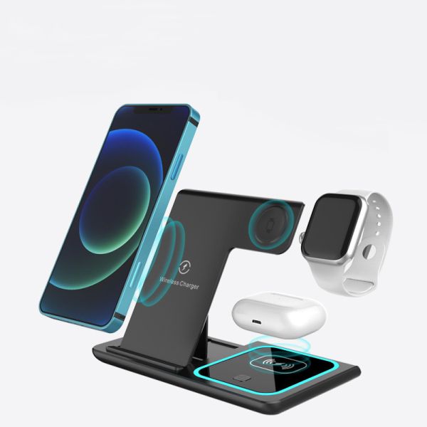 China Foldable Airpod Quick Wireless Charger 15W 3 In 1 Charging Stand factory