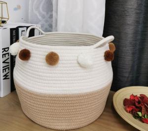 China OEM Home Center Decoration Easter Woven Big Blue Cotton Rope Baby Storage Organizer Empty Toys Gifts Clothes Laundry Bas factory