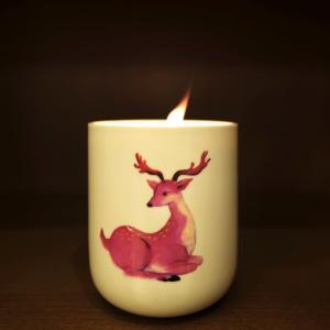 China Smokeless Ceramic Candle Holder 500ml In Gift Box Container For Home Decor factory
