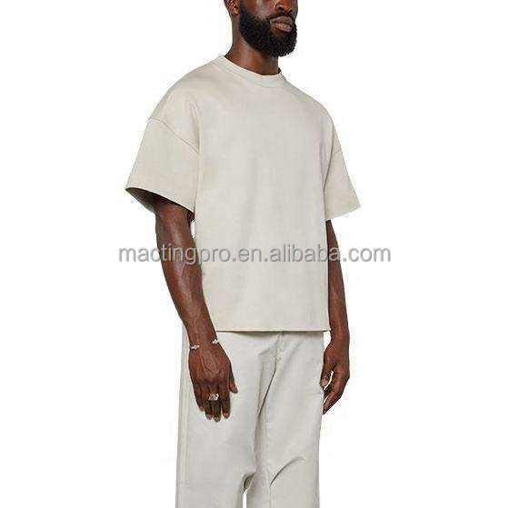 Hip Hop Style 300gsm 100% Cotton Men's Custom Drop Shoulder Oversized Cropped Boxy T-Shirt