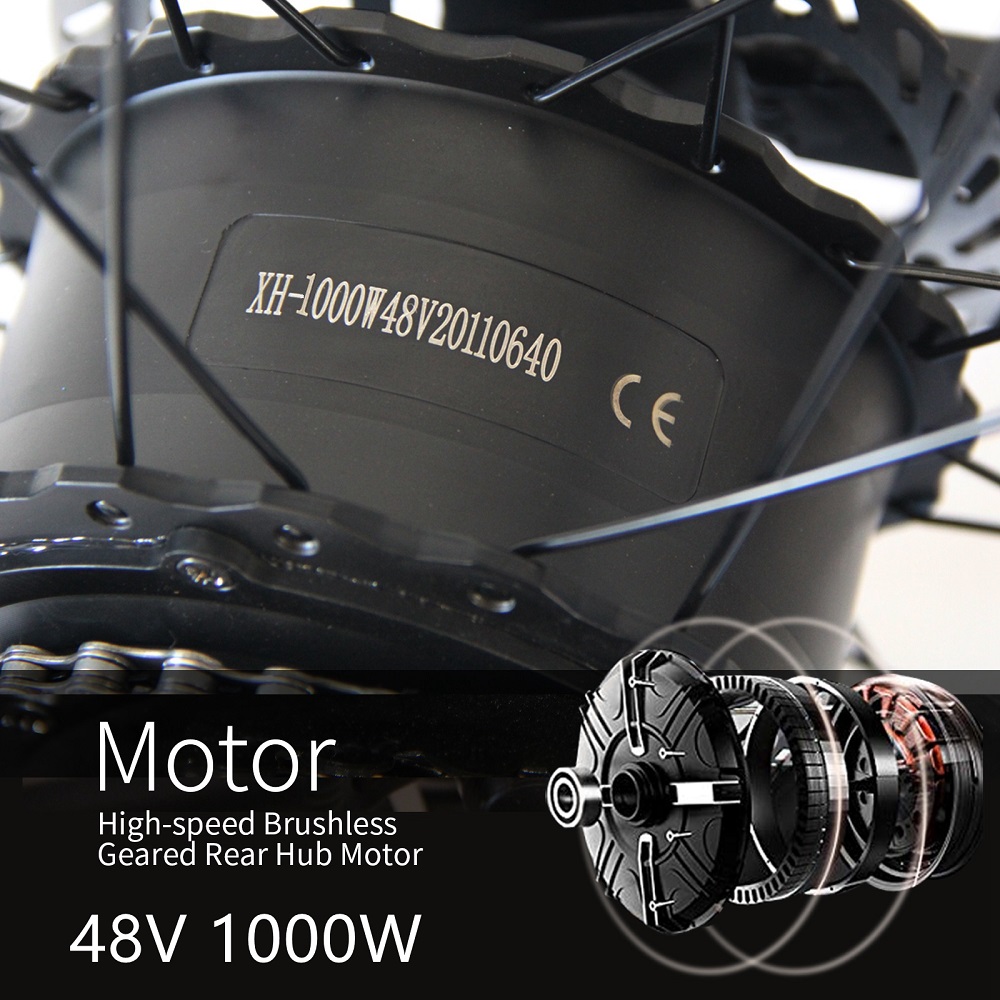 26x4.0 inch Fat Tire Folding E-Bike 1000W Motor 14.5AH S/\MSUNG Lithium Battery 21-Speed Electric Bike Drop Shipping Available