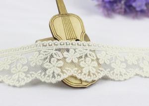China 3.5 Width White Cotton Lace Trim By The Yard, Scalloped Floral Mesh Lace Ribbon factory