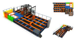 China 396M2 Large Trampoline With Safety Net Chinese Big Trampoline Outdoor Trampoline factory