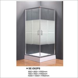 China Square Bathroom Sliding Door Shower Enclosures With Cross Striple Glass Decor factory