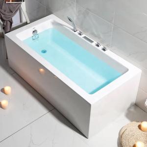 China White Acrylic Rectangular Freestanding Soaking Tub Hotel Apartment Project factory