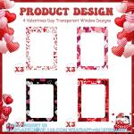 Valentine'S Day Heart Gift Bag With Clear Window And Handles 10 X 7 X 3.15 Inch