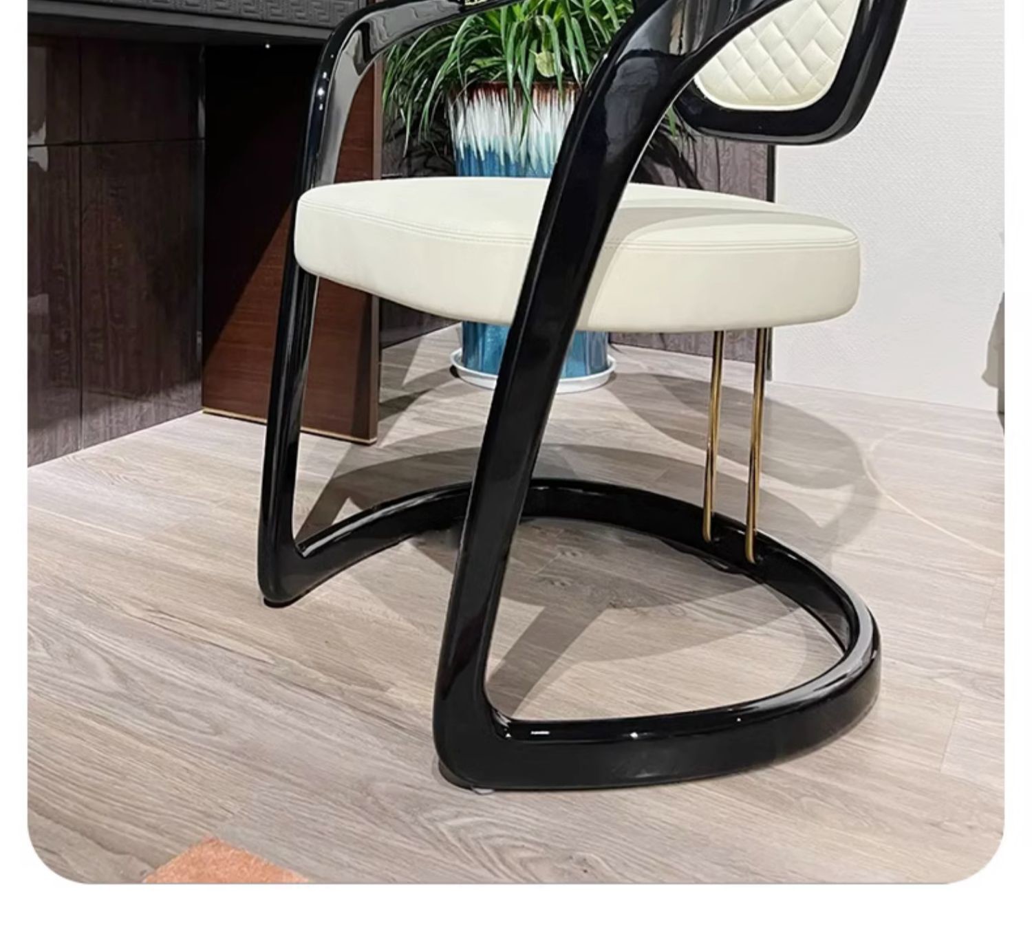 Leather Stainless Steel Modern Armrest Dining Chair Luxury Versace Design