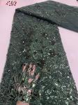 Latest fashionable aso ebi beaded lace wedding dress with shiny beaded French