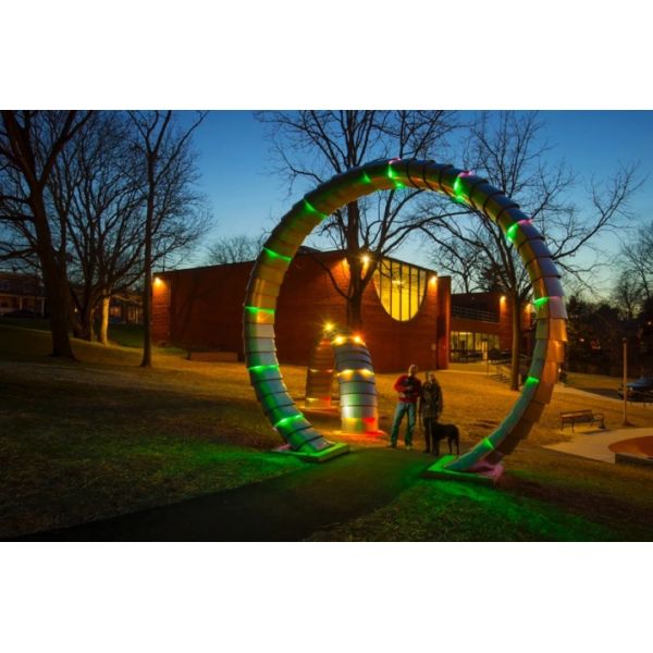 Custom Interactive LED Circle Sculpture Motion Sensor Installation for Public Parks