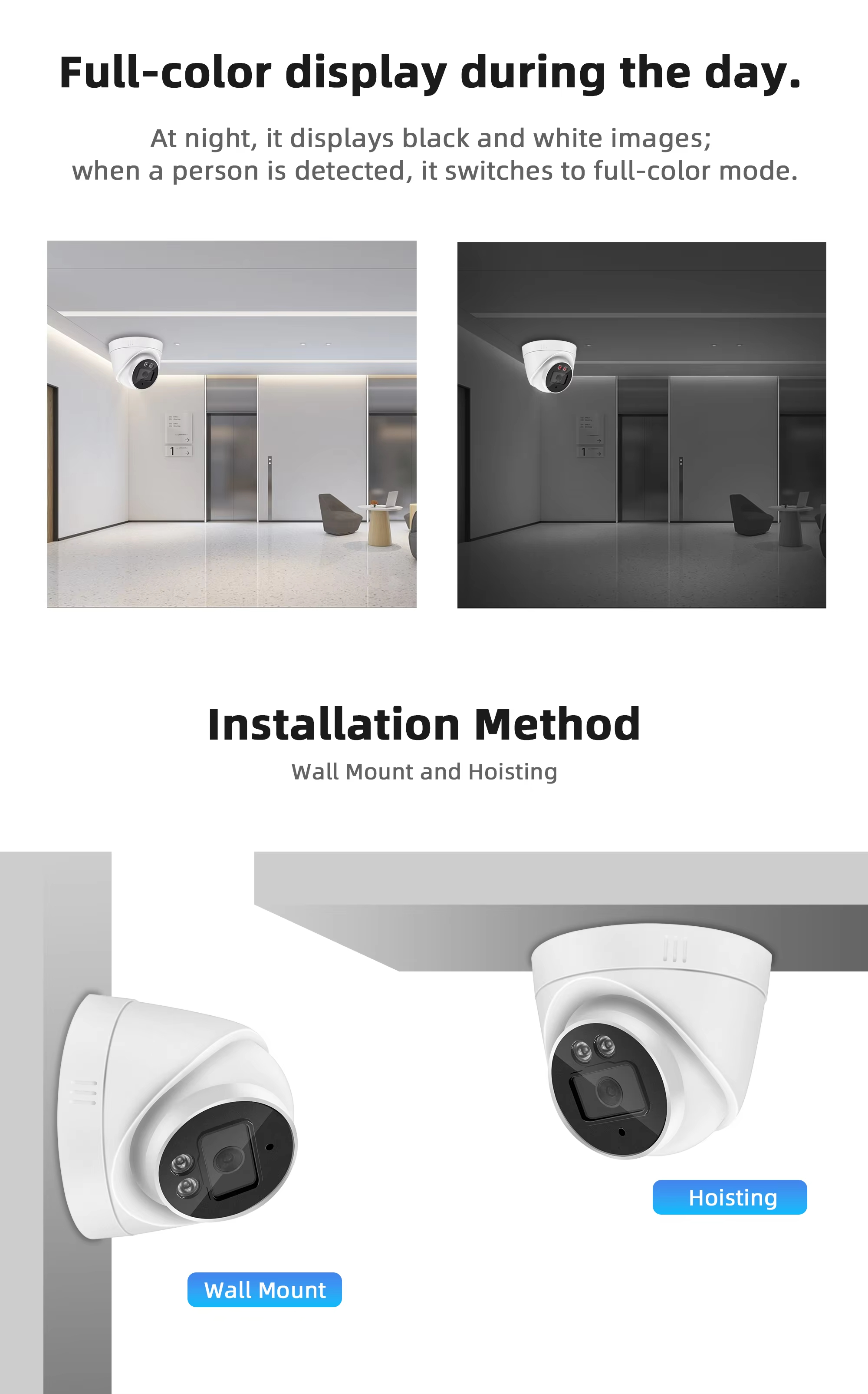 Camera De IR Full Color CCTV Dome IP POE Network Camera Cctv 2.8mm Night Vision Poe 5mp Dome Security Camera