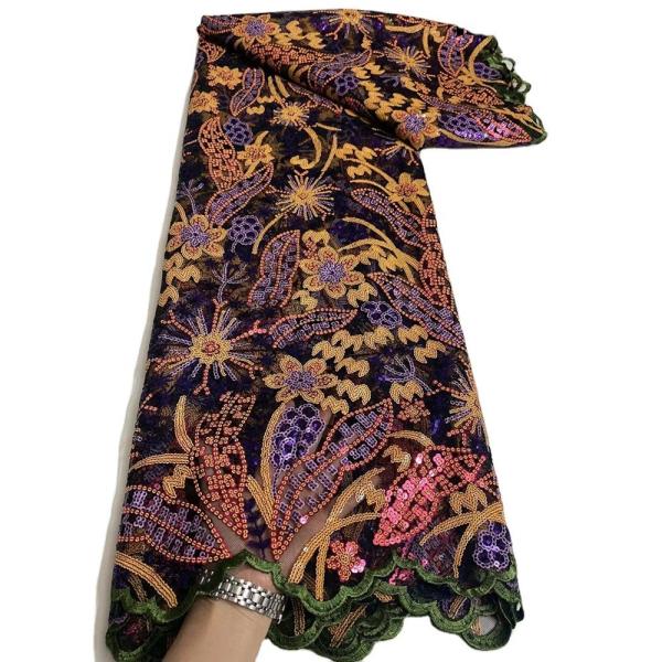 African 2023 Senegal Embroidery French Lace Fabric with 3D Flowers and Wax