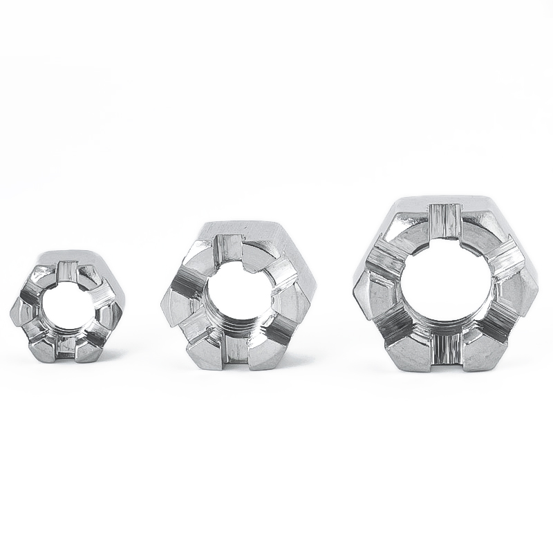 Plain Finish Fine Tooth Blossom Nut Din935 Extra Large Outer Hexagonal Slotted Nuts