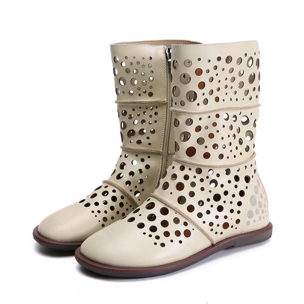 S147 Factory retro literary leather high-top boots Guangzhou women's shoes round