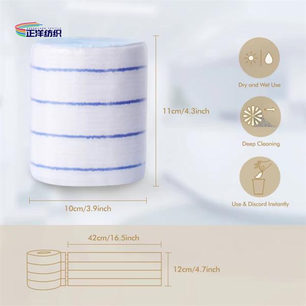 12x42cm Microfiber Cleaning Mop White Fabric Blue Stripes Non-Woven Cloth