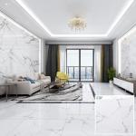 Porcelain Floor Tile 600x600 Polished Glazed Surface Carrara White Marble Look