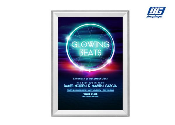 Anodizing Silver Clip Snap Poster Frames / Aluminum Image Led Slim Panel Light