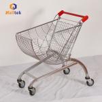 Fan Shaped V Type Foot Metal Shopping Trolley Cart For Supermarket