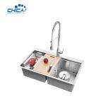 30x22x10cm Double Bowl Handmade House Kitchen Sink With Faucet Stainless Steel