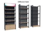 Cold Rolled Steel Supermarket Shelving Wood Gondola Shelving Classic Style