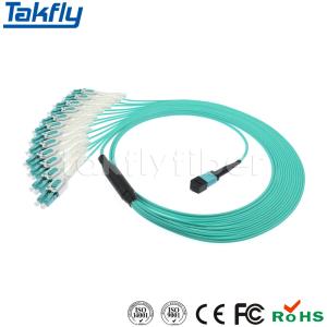 China 10Gbs OM4 24Fiber MTP To 12 Duplex Uniboot LC Breakout Cable LSZH 24C Fanout MPO OFNR factory