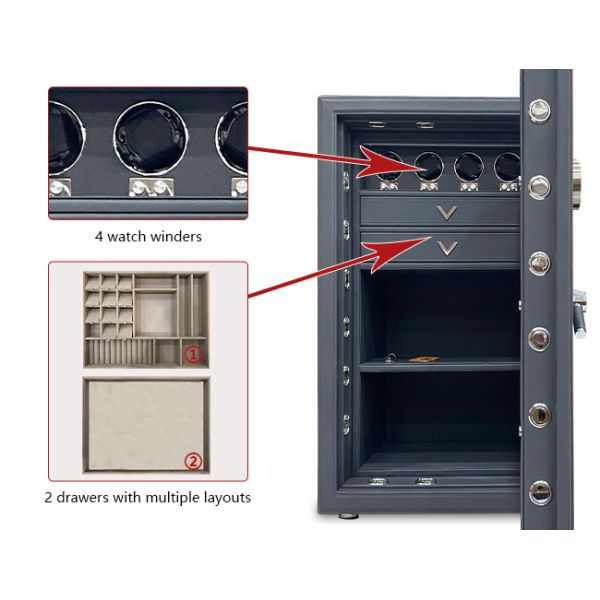 Anti Theft Fireproof Jewelry Safe Leather-Covered Biometric Fingerprint Lock