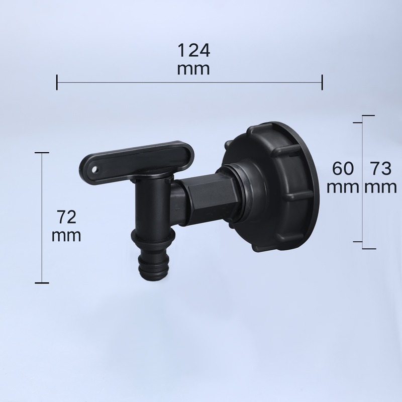 1/2 inch S60x6 Thread Plastic IBC Tank Tap with Switch Valve and Spiral Connection
