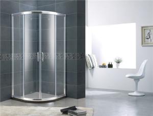 China Double Moving Door Aluminum Alloy Shower Screens Chromed Sliding With Stainless Steel Handle factory