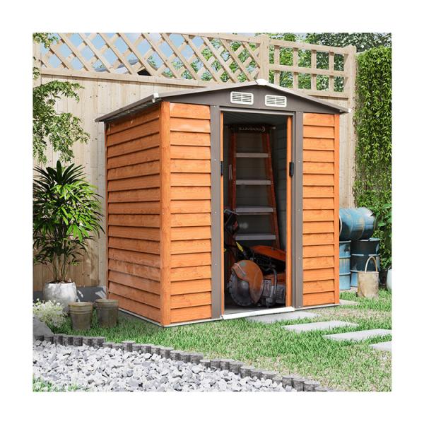 AJUNION Modern Design Metal Storage Shed for Sheds Storage 55.5kg Wood Grain