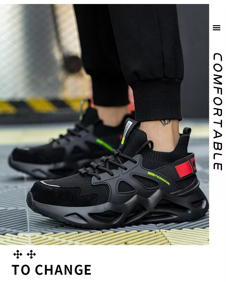 Comfortable And Durable Anti-Smashing EVA Sole Safety Shoes With Flying Knit Upper