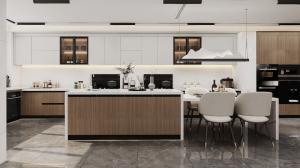 China Extra Large Countertop White Kitchen Cabinet Good Elegance And Functionality factory