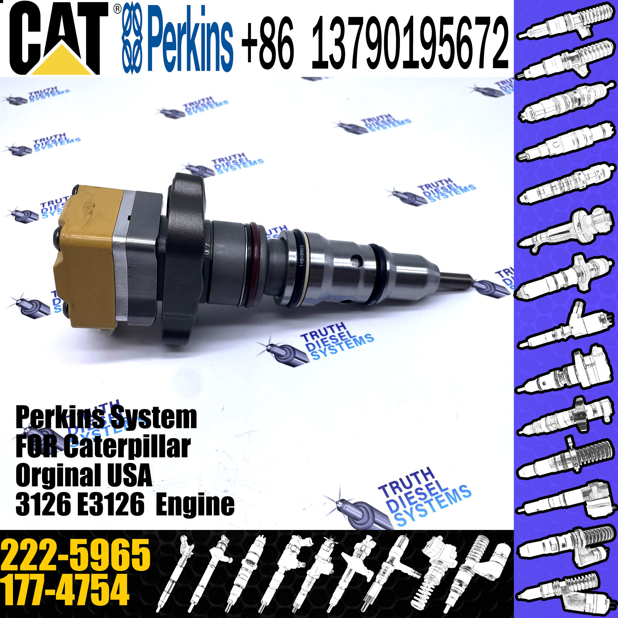 Engine 3126 3126B 10R-0782 186-3410 222-5965 Fuel Injector For Excavator E325C 325c