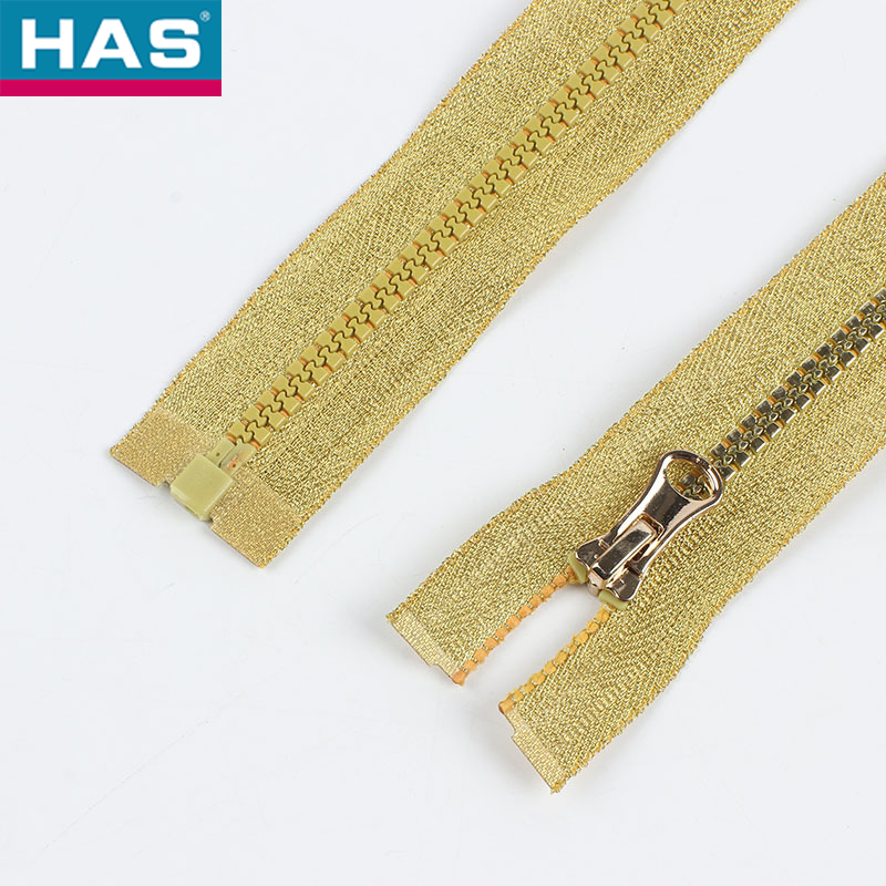 #5 Vislon Zipper with Open-end and special gold and silver rubber teeth for