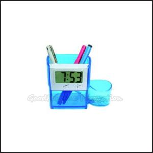 China Hot Sale Promotional printed logo fold desk table pen holder temperature week date time factory