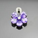 Women Jewelry Purple Cubic Zircon Flower Pendant Necklace (PSJ0223)