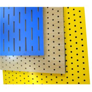 China Fireproof Slot Perforated Wood Sheets Restaurant Acoustic Wood Panels factory