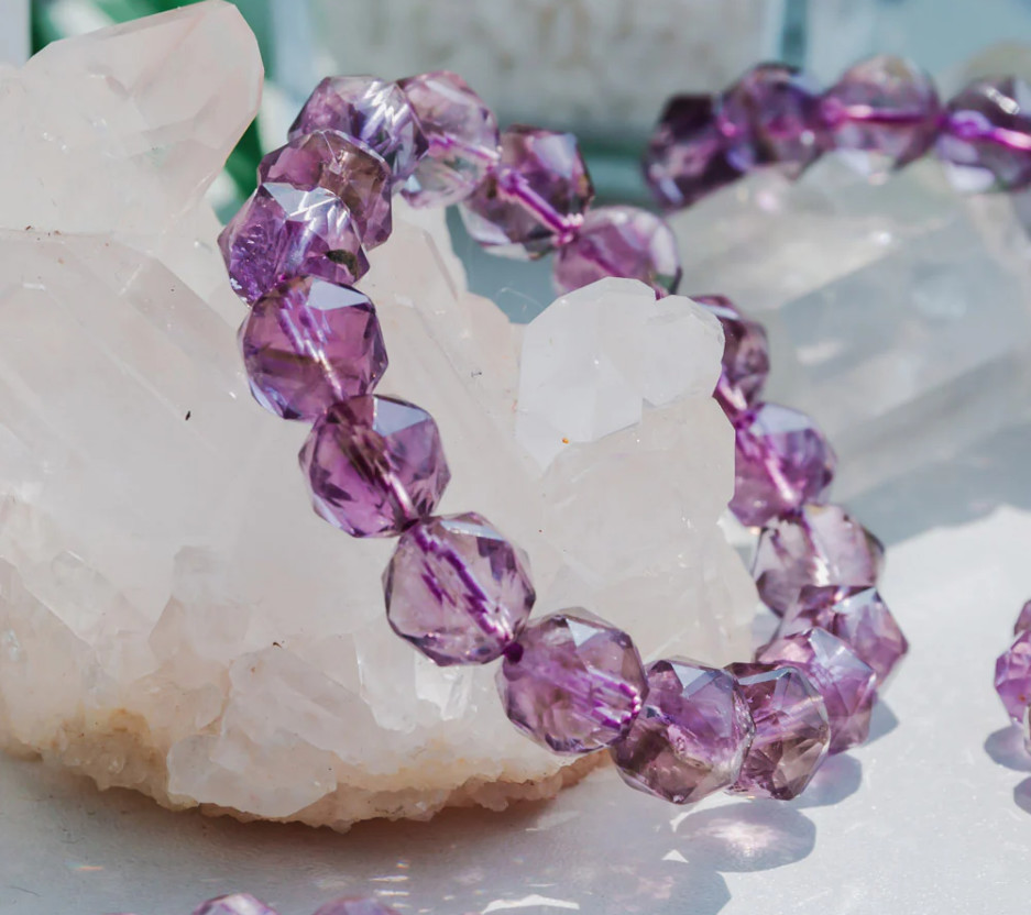Crystal Bead Bracelet For Men Women Health Protection Soul Gift Natural Purple Stone Beads Agate Beads Energy Crystal Healing Power Gemstone For