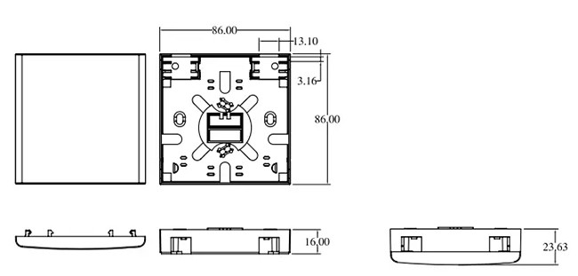 Two Ports Optical Termination Box SC Adapter 86 x 86 Size 0.9mm Pigtail