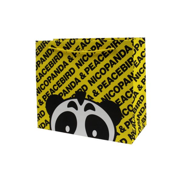 Yellow Panda Printed Paper Bag Packaging Customized FSC ISO certificate